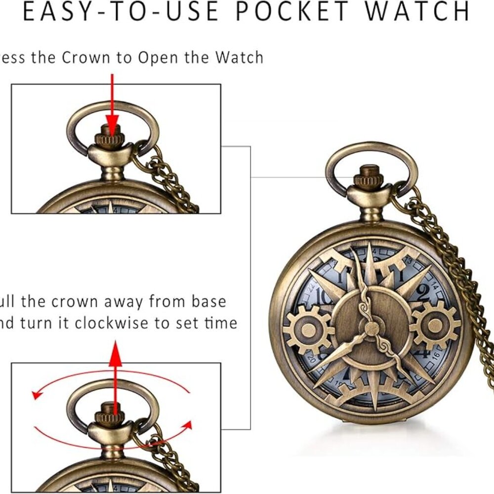 Gear Pointer Bronze Pocket Watch - image 4